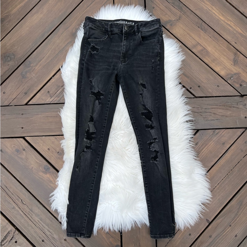 American Eagle Black Distressed Jeans Jeggings